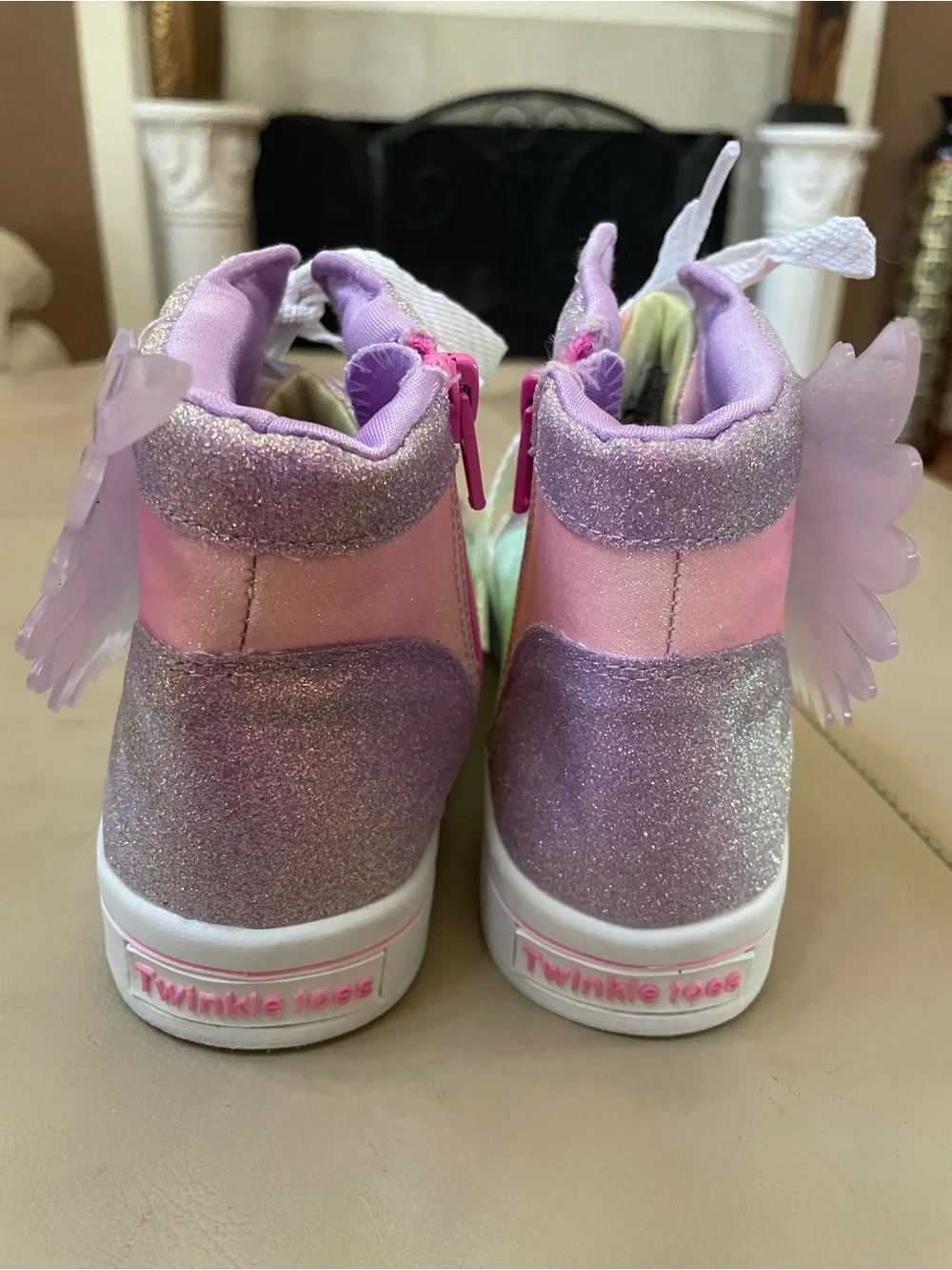 Skechers Twinkle Toes Angel Wings High-tops, Iridescent, Girl's Size 2